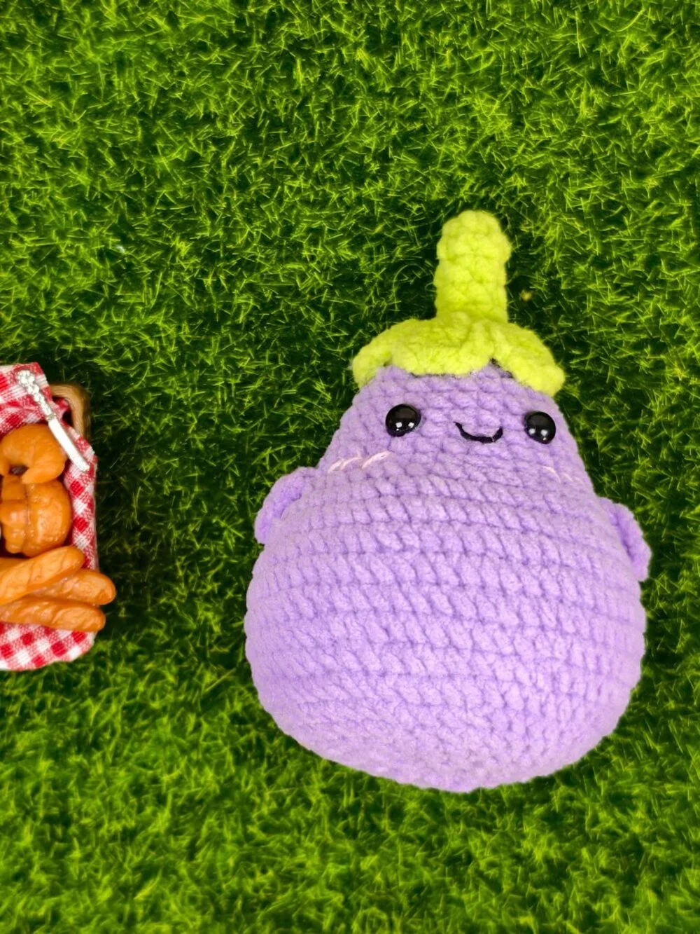 Handmade Amigurumi Crochet Eggplant Plushie